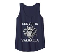 Viking Odin Ragna Ci Vediamo in Valhalla Regalo Canotta, Donna, Navy, S