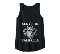 Viking Odin Ragna Ci Vediamo in Valhalla Regalo Canotta, Donna, Nero, XL