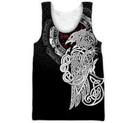 Viking Odin Raven Canotte Norse Myth Crow Fenrir Wolf Totem Top senza maniche Summer Quick Dry Sport Canotte da corsa (Color : Raven A, Size : 5XL)