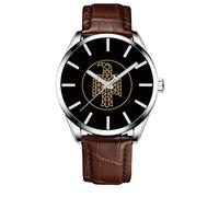 Viking Quartz Watch Mens, grafici del corvo norreno fatti a mano 9.4 Inches Leather Band, Vintage Classic,Marrone