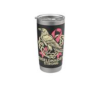 Viking Raven - Consapevolezza del cancro al seno Shildmaiden Bicchiere termico in acciaio inox doppia parete