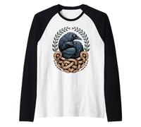 Viking Raven Huginn & Muninn norreno Celtico retrò Mistico Maglia con Maniche Raglan