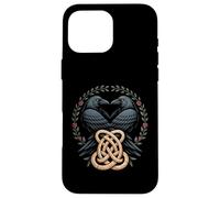 Viking Ravens Huginn & Muninn - Nodo celtico Corvo Nero Custodia per iPhone 16 Pro Max