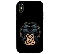 Viking Ravens Huginn & Muninn - Nodo celtico Corvo Nero Custodia per iPhone X/XS