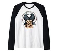 Viking Ravens Huginn & Muninn - Nodo Celtico Corvo Nero Maglia con Maniche Raglan