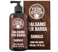 Viking Revolution Balsamo Barba con Oli di Argan e Jojoba (500 ml Balsamo) - Ammorbidisce e Rinforz Profumo di Sandalo - Balsamo Barba con Olio Barba Beard