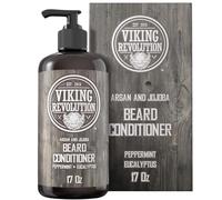 Viking Revolution Beard Conditioner w/Argan & Jojoba Oils - Softens & Strengthens - Natural Peppermint and Eucalyptus Scent- Beards Conditioner w/Beard Oil (17oz)