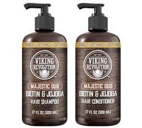 Viking Revolution Majestic Oud - Set shampoo e balsamo per uomo con biotina e olio di jojoba - Shampoo e balsamo per capelli naturali per uomo co