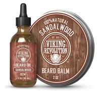 Viking Revolution Sandalwood Beard Balm for Men (2oz) and Sandalwood Beard Oil
