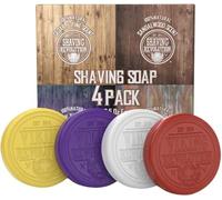 Viking Revolution Sapone da Barba Uomo - Sapone da Rasatura per Uso con Spazzola e Ciotola - Rasatura a Umido più Morbida - Confezione Assortita da 4 Saponette per Rasatura da 70 g.