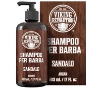 Viking Revolution Shampoo Barba con Oli di Argan e Jojoba - Ammorbidisce e Rinforza - Profumo di Sandalo - Shampoo Barba con Olio Barba (500 ml Shampoo)