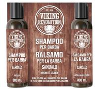 Viking Revolution Shampoo Barba Uomo e Balsamo - Ammorbidisce e Rinforza con Oli di Argan/Jojoba - Profumo Sandalo - 2x300 ml