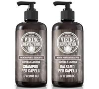 Viking Revolution - Shampoo e balsamo da uomo, 2 x 500 ml, shampoo naturale con olio di jojoba e olio di menta, profumo di menta piperita ed eucalipto