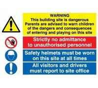 Viking segni cc513-a3l-ac "cantiere safety-warning-no admittance-safety helmets-report to reception" Sign, 3 mm, in alluminio, composito, 400 mm altezza x 300 mm larghezza