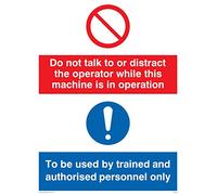 Viking segni cm202-a5p-3 m "Do Not Talk o distrarre Machine operatore, personale specializzato solo" Sign, 3 mm, plastica, rigido, 150 mm altezza x 200 mm larghezza