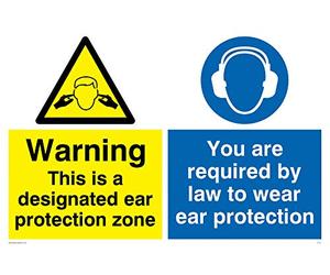Viking segni cp267-a4l-3 m "attenzione questo è un designata orecchio della zona di legge, devi a indossare orecchio protezione" Sign, 3 mm, 300 mm altezza x 200 mm larghezza rigido in plastica