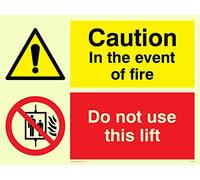 Viking segni cv140-a5l-pv "Caution in caso d' incendio, non utilizzare questa Lift" Sign, Photo Luminescent vinile adesivo, 200 mm altezza x 150 mm larghezza