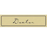 Viking segni dv1127-l26-g "dottore targa per porta, Caramel font, plastica semirigida oro, 225 mm H x 60 mm W