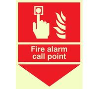 Viking segni fv342-a5p-pv Sign "Fire Alarm Call Point, pulsante di allarme e fiamme con Arrow Down, Photo Luminescent vinile adesivo, 150 mm altezza x 200 mm larghezza