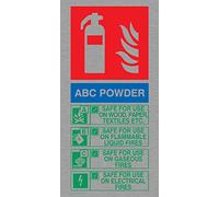 Viking segni fz5581-p12-ms questo estintore contiene polvere ABC istruzioni per l' uso Sign, marine grade, in acciaio INOX, 200 mm altezza x 100 mm larghezza