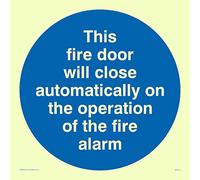 Viking segni ma213-s15-pv "This Fire porta si chiude automaticamente su il funzionamento dell' allarme antincendio" Sign, Photo Luminescent sticker, 150 mm x 150 mm