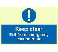 Viking segni ma233-a4l-pv "Keep Clear uscita da emergenza Escape Route" Sign, Photo Luminescent sticker, 200 mm altezza x 300 mm larghezza