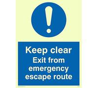 Viking segni ma233-a5p-pv "Keep Clear uscita da emergenza Escape Route" Sign, Photo Luminescent sticker, 200 mm altezza x 150 mm larghezza