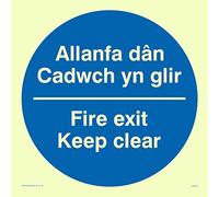 Viking segni ma923-s15-pv "Allanfa daN Cadwch YN Glir/Fire exit Keep Clear" Sign, Photo Luminescent sticker, 150 mm altezza x 150 mm larghezza