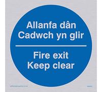 Viking segni ma923-s85-s "Allanfa daN Cadwch YN Glir/Fire exit Keep Clear" Sign, rigido in plastica color argento, 85 mm H x 85 mm W