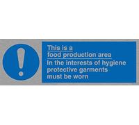 Viking segni mh197-l15-ms "Questo è un area di produzione alimentare al fine di igiene di indumenti devono essere indossati" Sign, in acciaio INOX, marine grade, 50 mm altezza x 150 mm larghezza