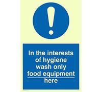 Viking segni mh210-a4p-pv "lavare esclusivamente a fini di igiene alimentare attrezzature here" Sign, Photo Luminescent sticker, 300 mm x 200 mm