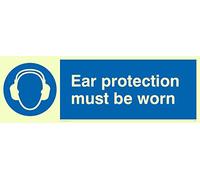 Viking segni mp263-l62-pv "Ear Protection Must Be Worn" Sign, Photoluminescent sticker, 200 mm altezza x 600 mm larghezza