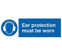 Viking segni mp263-l62-v "Ear Protection Must Be Worn" Sign, vinile, 200 mm altezza x 600 mm larghezza