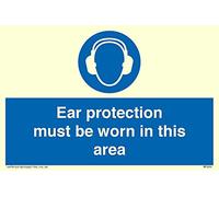 Viking segni mp264-a6l-pv "Ear Protection Must Be Worn in this area" Sign, Photoluminescent sticker, 100 mm altezza x 150 mm larghezza