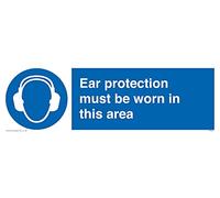 Viking segni mp264-l31 - 3 m "Ear Protection Must Be Worn in this area" Sign, 3 mm, in plastica, 100 mm altezza x 300 mm larghezza