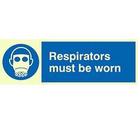 Viking segni mp287-l31-pv "Respirators must be Worn" Sign, Photo Luminescent sticker, 100 mm altezza x 300 mm larghezza
