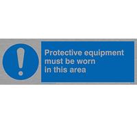 Viking segni mp293-l15-ms dispositivi di protezione "deve essere indossata in questo settore" Sign, marine grade, in acciaio INOX, 50 mm altezza x 150 mm larghezza