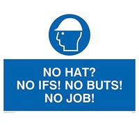 Viking segni mp532-a3l-3 m "No Hat? Senza se. No ma. No job. " Sign, 3 mm, in plastica, 300 mm altezza x 400 mm larghezza