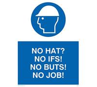 Viking segni mp532-a3p-v "No Hat? Senza se. No ma. No job. " Sign, in vinile, 400 mm altezza x 300 mm larghezza