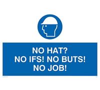 Viking segni mp532-a4l-3 m "No Hat? Senza se. No ma. No job. " Sign, 3 mm, in plastica, 200 mm altezza x 300 mm larghezza