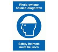 Viking segni mp931-a4p-3 m "Rhaid Gwisgo Helmed Diogelwch/caschi di sicurezza devono essere indossati" Sign, 3 mm, in plastica, 300 mm altezza x 200 mm larghezza
