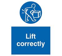 Viking segni mv314-a3p-ac "Lift correttamente" Sign, composito di alluminio, 400 mm altezza x 300 mm larghezza