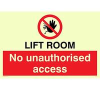 Viking segni pa1442-a6l-pv "Lift Room. No accesso non autorizzato "Sign, sticker, Fotoluminescenti, 100 mm altezza x 150 mm larghezza
