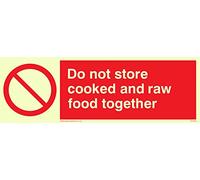 Viking segni ph208-l62-pv "Do Not Store cotte e RAW food together" Sign, Photo Luminescent sticker, 200 mm altezza x 600 mm larghezza