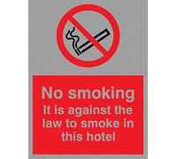 Viking segni ps983-a5p-ms "No smoking. 'contro la legge di fumare in questo segno hotel ", in acciaio INOX, marine grade, 200 mm altezza x 150 mm larghezza