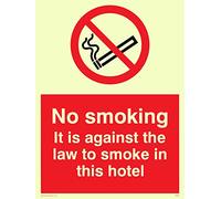 Viking segni ps983-a5p-p "No smoking. 'contro la legge di fumare in questo hotel "Sign, plastica, semirigida, 200 mm altezza x 150 mm larghezza Fotoluminescenti