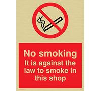 Viking segni ps985-a5p-gv "No smoking. 'contro la legge di fumare in questo Shop "Sign vinile, oro, 200 mm altezza x 150 mm larghezza