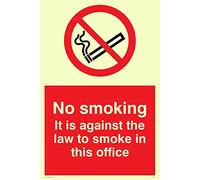 Viking segni ps989-a4p-p "No smoking. 'contro la legge di fumare in questo ufficio "Sign, plastica, semirigida, 300 mm altezza x 200 mm larghezza Fotoluminescenti