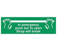Viking segni sa398-l31 - 1 m "in emergenza Push bar to Open strap will Break" Sign, 1 mm in plastica semirigida, 100 mm altezza x 300 mm larghezza