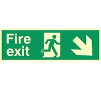 Viking segni sb428-l62-pv "Fire exit" Sign, Right Down Arrow, Photo Luminescent sticker, 200 mm altezza x 600 mm larghezza